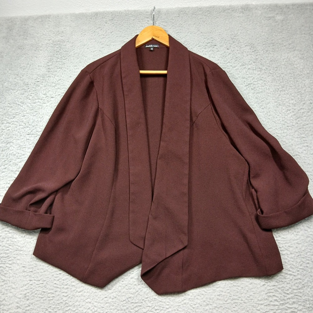 Charlotte Russe‎ Plus Women's 3X Brown Open Front Draped Blazer Jacket